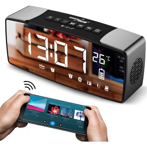 Radiobudzik GreenBlue Radiobudzik Bluetooth 4.2 FM Aux-in GB200 6966949 5902211115908