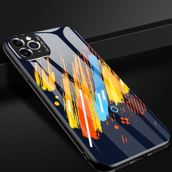 Hurtel Color Glass Case etui pokrowiec nakładka ze szkła hartowanego z osłoną na aparat iPhone 11 Pro Max pattern 2 uniwersalny 7060762 9111201905542