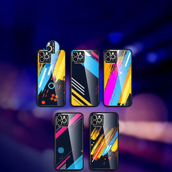 Hurtel Color Glass Case etui pokrowiec nakładka ze szkła hartowanego z osłoną na aparat iPhone 11 Pro Max pattern 2 uniwersalny 7060762 9111201905542