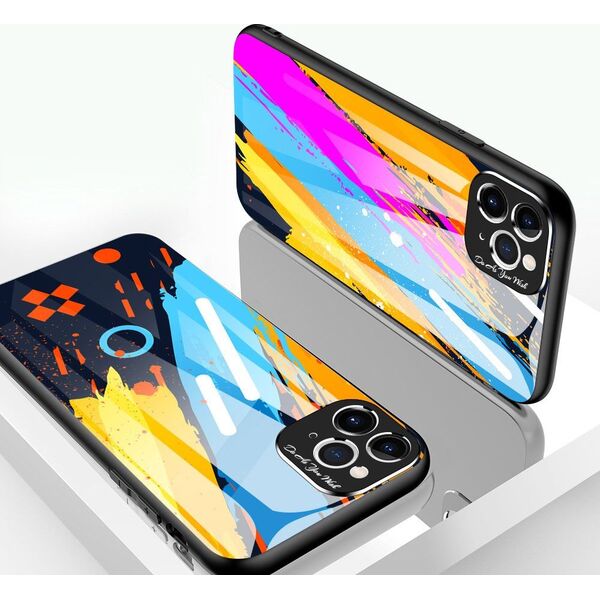 Hurtel Color Glass Case etui pokrowiec nakładka ze szkła hartowanego z osłoną na aparat iPhone 11 Pro Max pattern 2 uniwersalny 7060762 9111201905542