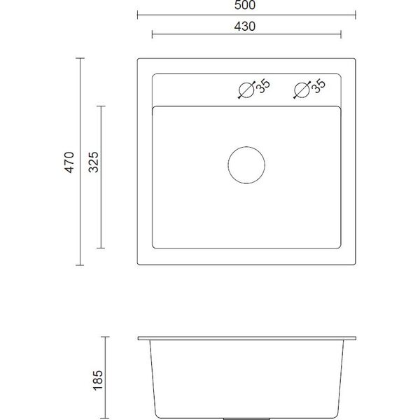 Zlewozmywak Steiner JOHNNY 110 Steingran  granitowy szary 1-komorowy b/o (50x47x18,5), z syfonem i zaślepką stal szlachetna 7178673 5903242534768