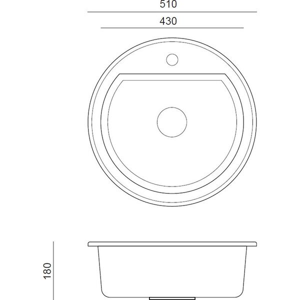 Zlewozmywak Steiner CUBA 210 Steingran  granitowy czarny 1 komorowy b/o (fi.51x18) z odpływem 7178675 5903242535116