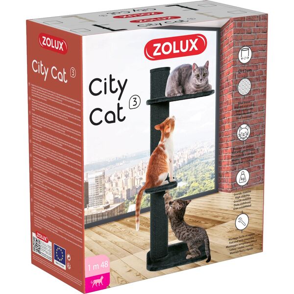 Zolux ZOLUX Drapak CITY CAT 3 590x610x1480 mm kol. grafitowy 7244018 3336025041252