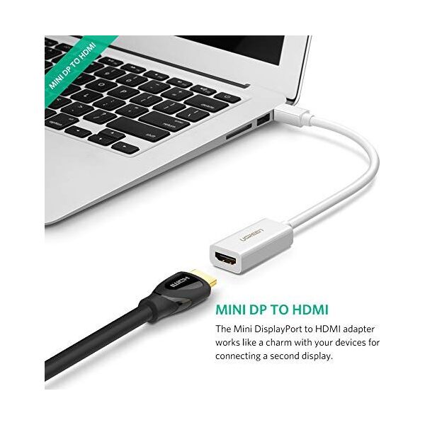 Adapter AV Ugreen DisplayPort Mini - HDMI biały (10460) 7343669 6957303814602
