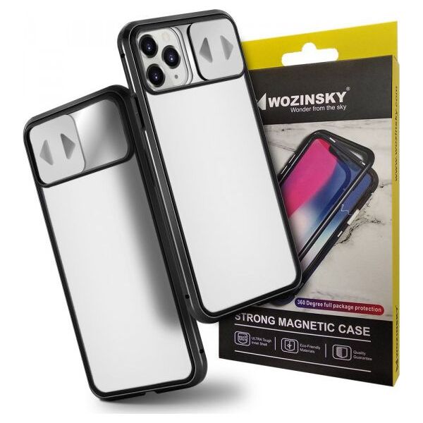 Wozinsky Wozinsky Magnetic Cam Slider Case magnetyczne etui 360 na cały telefon szkło na ekran osłona na aparat Huawei P40 czarny 7370532 9111201907775