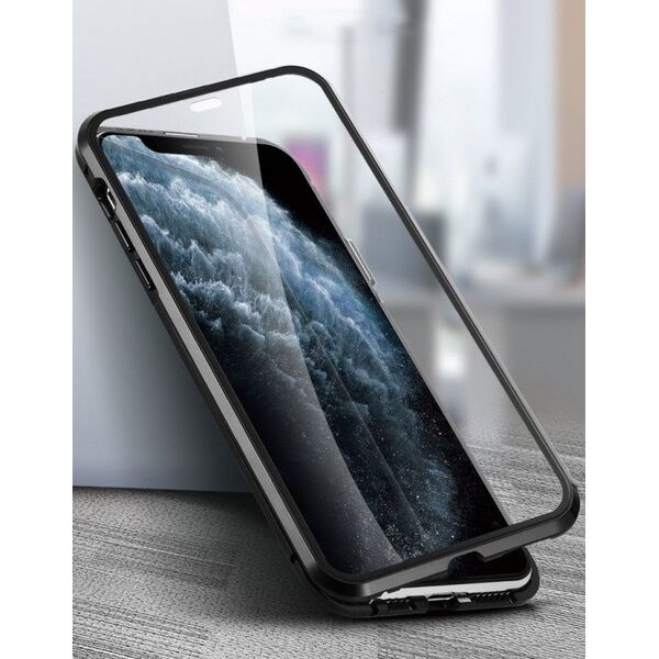 Wozinsky Wozinsky Magnetic Cam Slider Case magnetyczne etui 360 na cały telefon szkło na ekran osłona na aparat Huawei P40 czarny 7370532 9111201907775