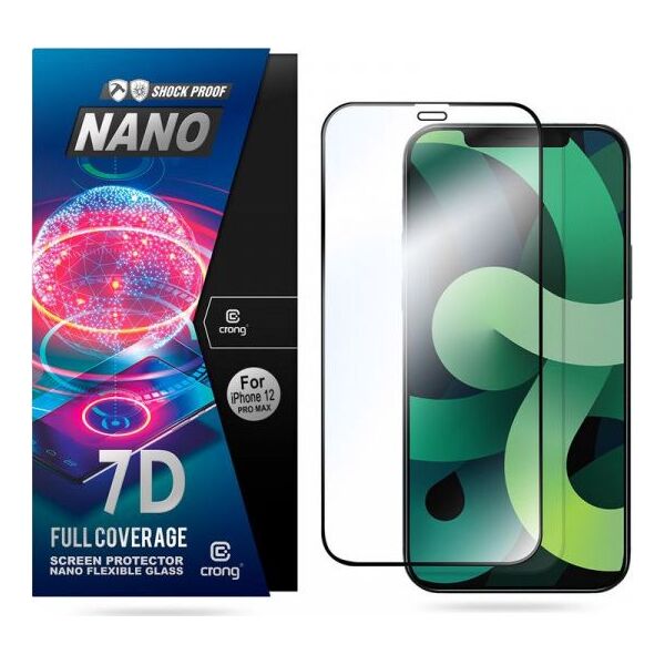 Crong Crong 7D Nano Flexible Glass - Niepękające szkło hybrydowe 9H na cały ekran iPhone 12 Pro Max 7377782 5907731985642