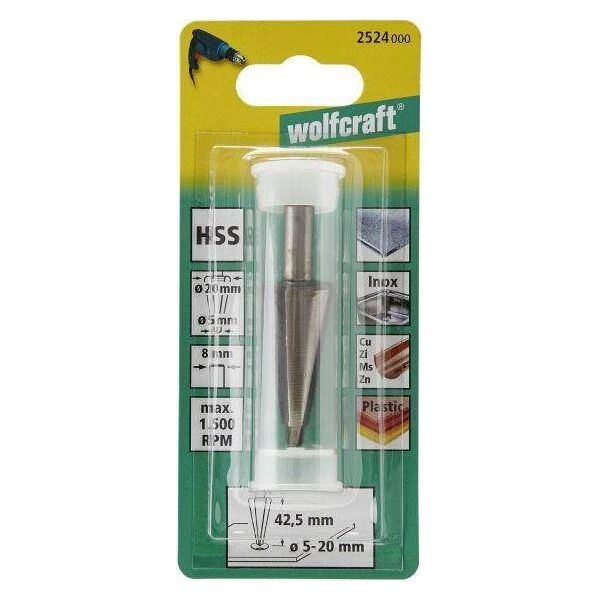 Wolfcraft Frez do otworów 5 - 20 mm Wolfcraft - HSS, trzpień 8 mm 7416664 4006885252400
