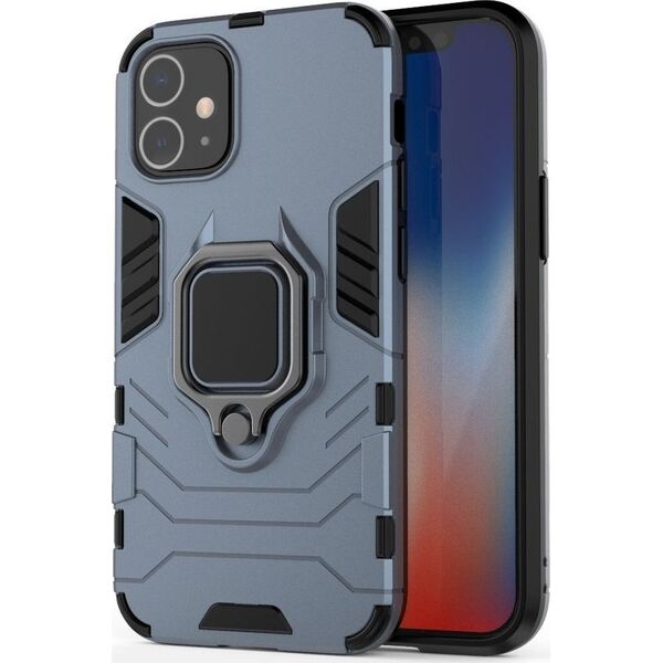 Hurtel Ring Armor pancerne hybrydowe etui pokrowiec + magnetyczny uchwyt iPhone 12 mini niebieski uniwersalny 7428417 9111201914537