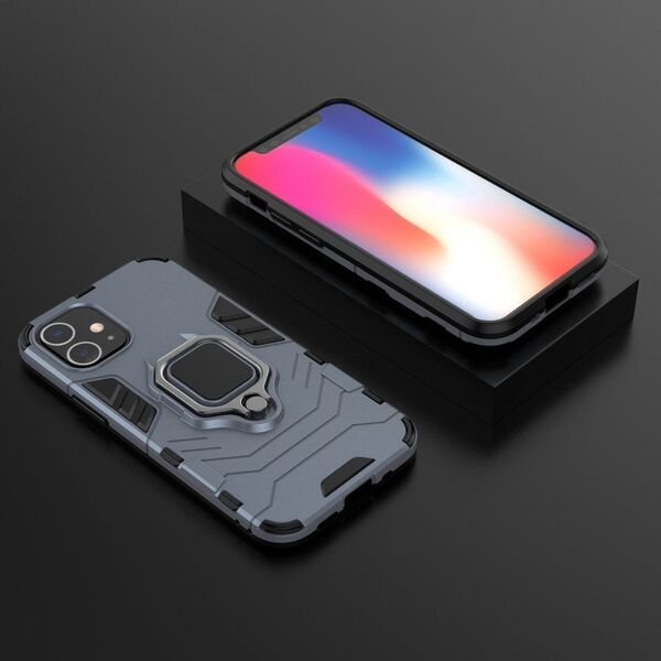 Hurtel Ring Armor pancerne hybrydowe etui pokrowiec + magnetyczny uchwyt iPhone 12 mini niebieski uniwersalny 7428417 9111201914537