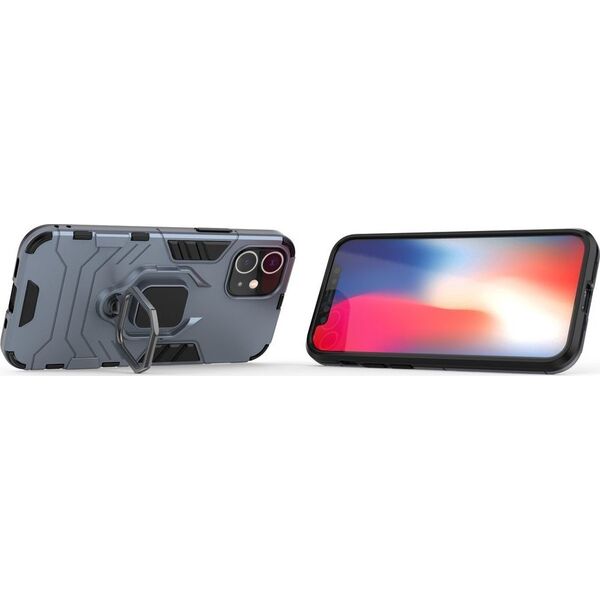 Hurtel Ring Armor pancerne hybrydowe etui pokrowiec + magnetyczny uchwyt iPhone 12 mini niebieski uniwersalny 7428417 9111201914537