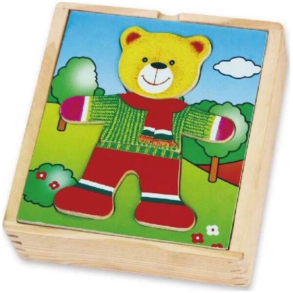 Viga Viga Drewniane Puzzle Układanka Edukacyjna Ubierz Misia Chłopca 7447061 6934510564018