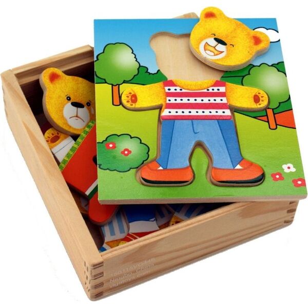 Viga Viga Drewniane Puzzle Układanka Edukacyjna Ubierz Misia Chłopca 7447061 6934510564018