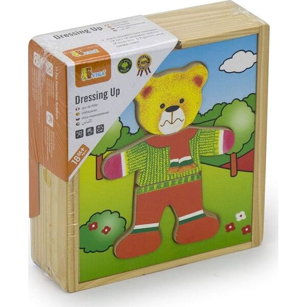 Viga Viga Drewniane Puzzle Układanka Edukacyjna Ubierz Misia Chłopca 7447061 6934510564018