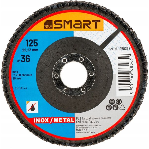 Smart tarcza listkowa inox/ metal 125mm gr 36 smart 7468674 5901769685659