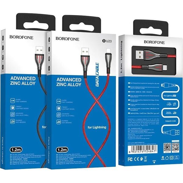 Kabel USB Borofone USB-A - Lightning 1.2 m Kolor wybierany losowo (6931474724847) 7500453 6931474724847
