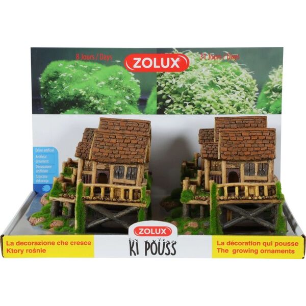 Zolux Dekoracja akwarystyczna KIPOUSS chata M- z nasionami żywych roślin 7544652 3336023521824