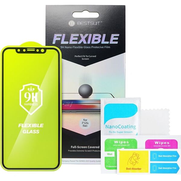 Partner Tele.com Szkło hartowane Flexible Nano Glass 5D Full Glue - do Samsung Galaxy S10+ czarny (Hot Bending) - działający czytnik 7557840 5901737953841