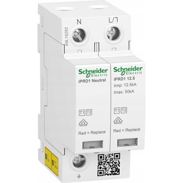 Schneider Electric Ogranicznik przepięć iPRD1 12.5R-T12-1N 1+1-biegunowy T1+T2 B+C 12,5kA ze stykiem A9L16282 7564091 3606481490209