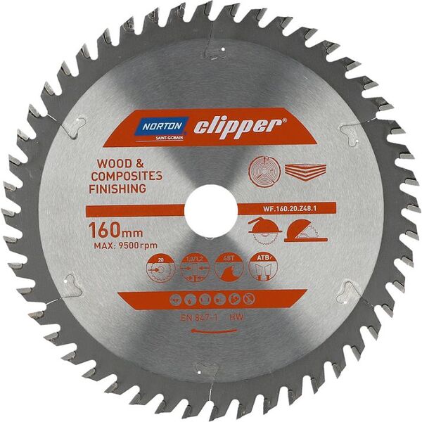 Norton Clipper NORTON PIŁA TARCZOWA 160mm x 20mm x 48z DREWNO I KOMPOZYTY ATB (1,8 / 1,2) N70184608086 7598119 5450248768845