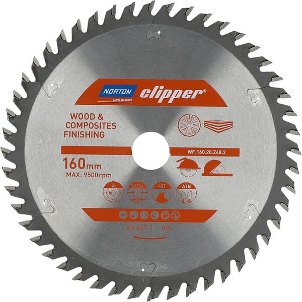 Norton Clipper NORTON PIŁA TARCZOWA 160mm x 20mm x 48z DREWNO I KOMPOZYTY ATB (2,6 / 1,6) N70184608087 7598120 5450248768852