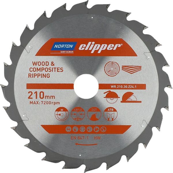 Norton Clipper NORTON PIŁA TARCZOWA 210mm x 30mm x 24z DREWNO I KOMPOZYTY ATB (2,8 / 1,8) N70184608054 7598138 5450248769491