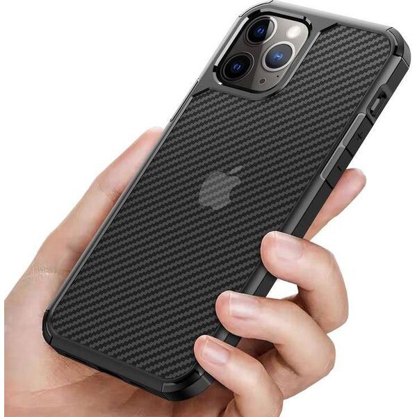 Crong Crong Hybrid Carbon - etui iPhone 12 Pro Max czarny 7699868 5907731986762