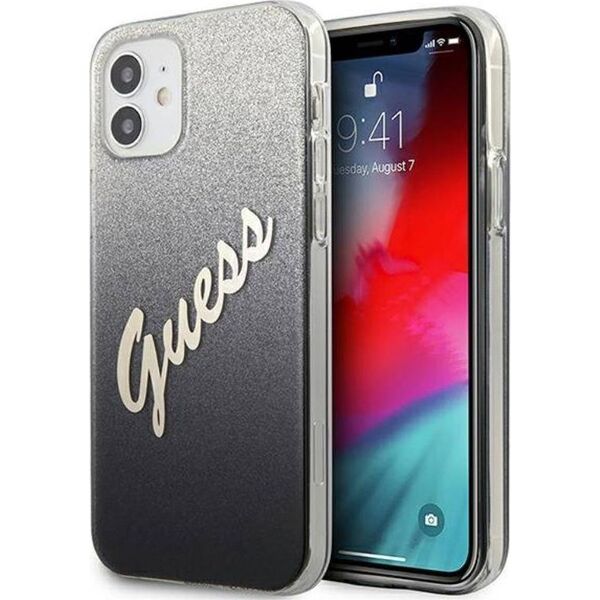 Guess Etui Guess GUHCP12SPCUGLSBK Apple iPhone 12 mini czarny/black hardcase Glitter Gradient Script 7845440 3700740494707