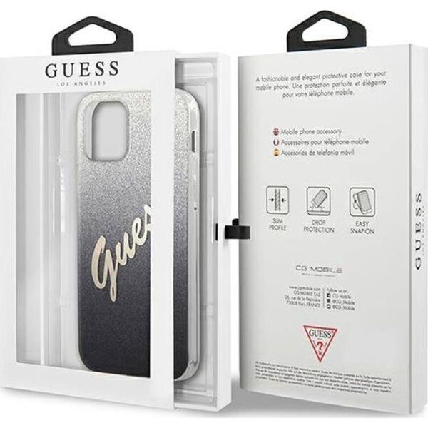 Guess Etui Guess GUHCP12SPCUGLSBK Apple iPhone 12 mini czarny/black hardcase Glitter Gradient Script 7845440 3700740494707