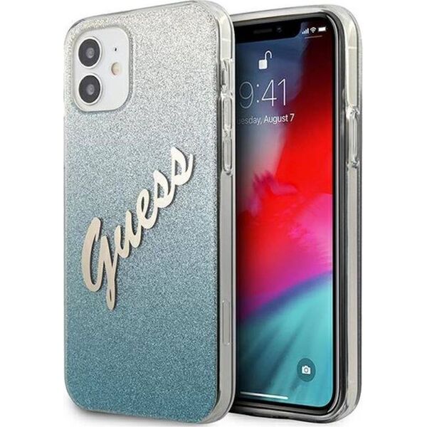 Guess Etui Guess GUHCP12SPCUGLSBL Apple iPhone 12 mini niebieski/blue hardcase Glitter Gradient Script 7845441 3700740494790