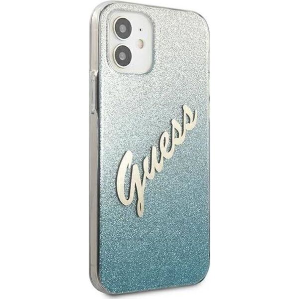 Guess Etui Guess GUHCP12SPCUGLSBL Apple iPhone 12 mini niebieski/blue hardcase Glitter Gradient Script 7845441 3700740494790