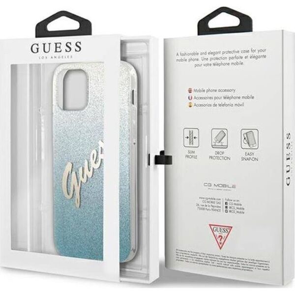 Guess Etui Guess GUHCP12SPCUGLSBL Apple iPhone 12 mini niebieski/blue hardcase Glitter Gradient Script 7845441 3700740494790