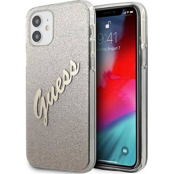 Guess Etui Guess GUHCP12SPCUGLSGO Apple iPhone 12 mini złoty/gold hardcase Glitter Gradient Script 7845442 3700740494738