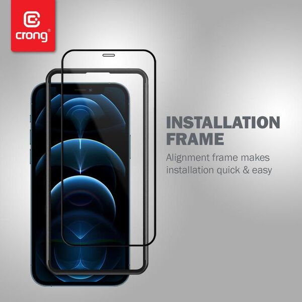 Crong Crong Anti-Bacterial 3D Armour Glass Szkło hartowane 9H na cały ekran iPhone 12 Pro Max + ramka instalacyjna 7887752 5907731986991