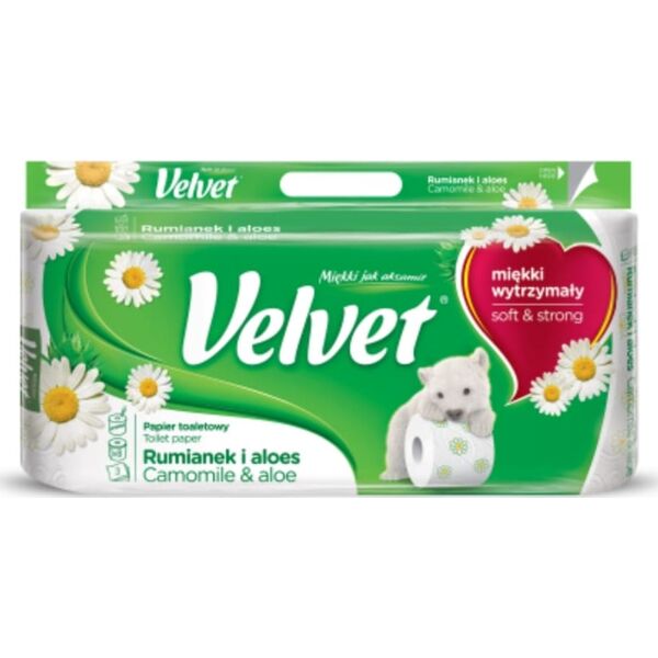 Velvet Papier Toaletowy celulozowy VELVET Rumianek i Aloes, 3-warstwowy, 8szt., biały 7919846 5901478999030