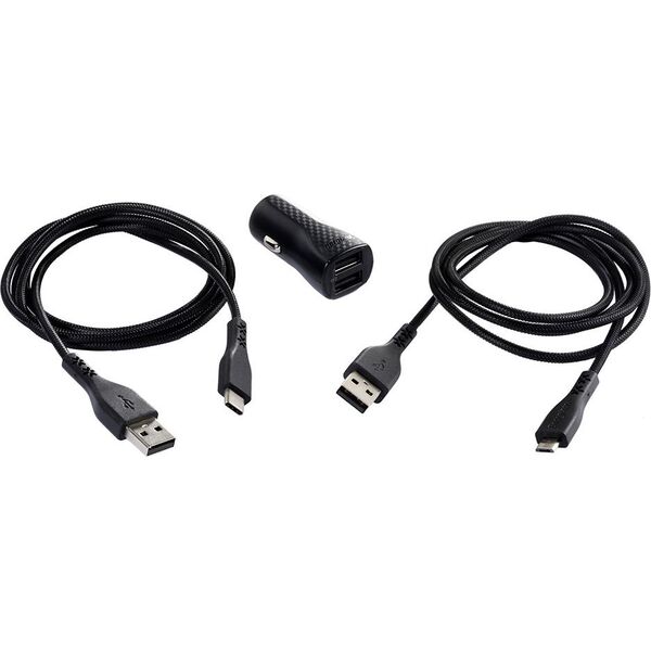 Ładowarka Energizer Energizer Hardcase Ładowarka samochodowa 2USB 2,4A z kablem typ-C i microUSB czarna Lifetime 7924190 3492548226245