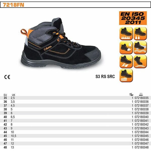 Beta Tools BETA BUTY BEZPIECZNE FLEX S3, Z NUBUKU ACTION ROZMIAR 46 BE7218FN-46 7965958 8014230870304