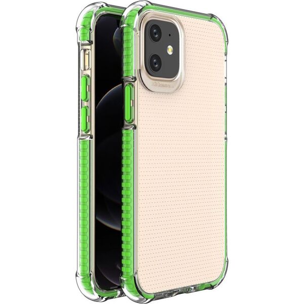 Hurtel Spring Armor żelowy elastyczny pancerny pokrowiec z kolorową ramką do iPhone 12 mini zielony 8075176 9111201918023