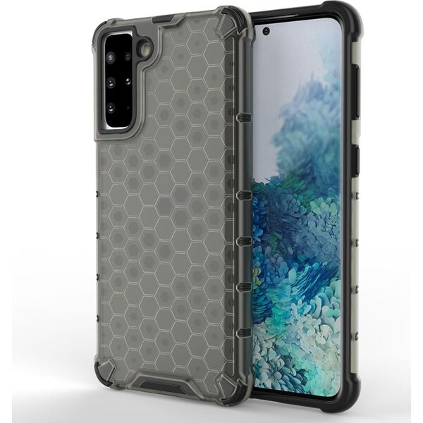 Hurtel Honeycomb etui pancerny pokrowiec z żelową ramką Samsung Galaxy S21+ 5G (S21 Plus 5G) czarny 8075357 9111201917279