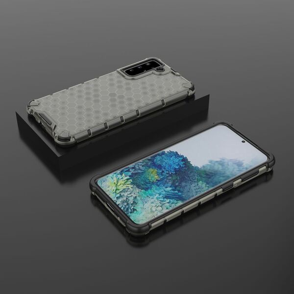 Hurtel Honeycomb etui pancerny pokrowiec z żelową ramką Samsung Galaxy S21+ 5G (S21 Plus 5G) czarny 8075357 9111201917279