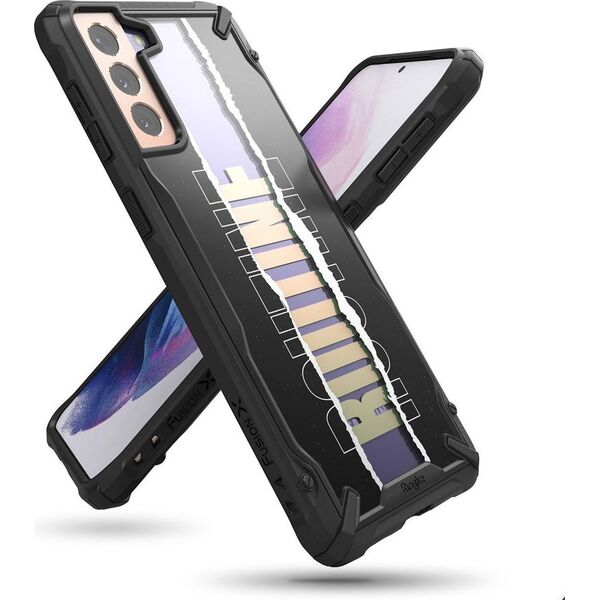 Ringke Ringke Fusion X Design etui pancerny pokrowiec z ramką Samsung Galaxy S21+ 5G (S21 Plus 5G) czarny (Routine) (XDSG0054) 8075573 8809785453108