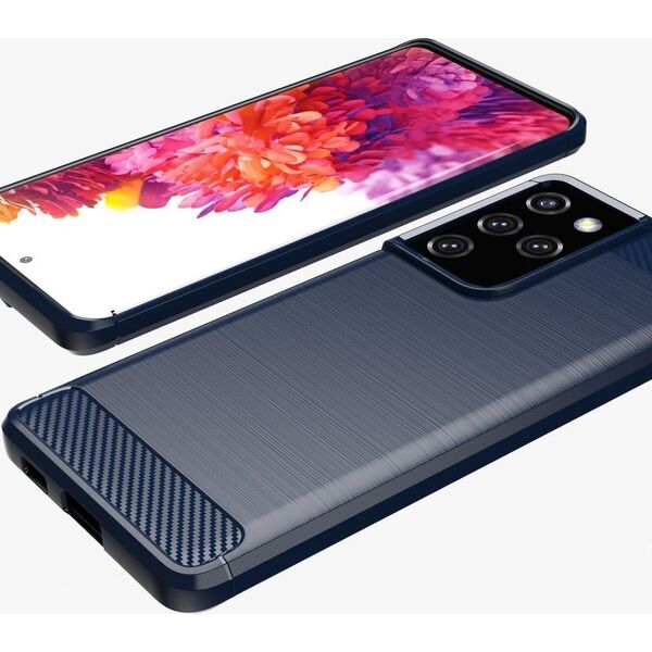 Hurtel Carbon Case elastyczne etui pokrowiec Samsung Galaxy S21 Ultra 5G niebieski 8089830 9111201924826