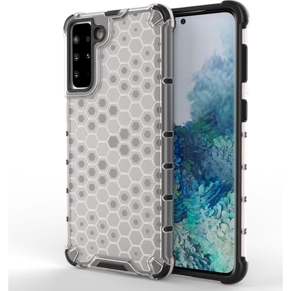 Hurtel Honeycomb etui pancerny pokrowiec z żelową ramką Samsung Galaxy S21+ 5G (S21 Plus 5G) przezroczysty 8090221 9111201917293