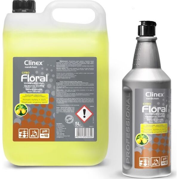 Clinex Płyn do mycia podłóg bez smug połysk zapach CLINEX Floral - Citro 10L Płyn do mycia podłóg bez smug połysk zapach CLINEX Floral - Citro 10L 8147850 5907513273646