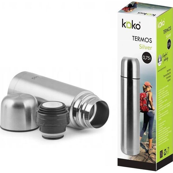 KOKO Termos turystyczny KO-6422 0.75 l Srebrny 8195957 5902041306422