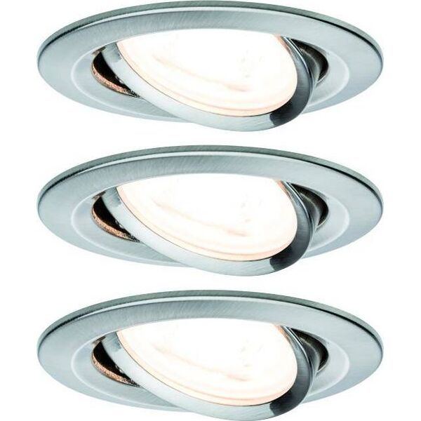 Paulmann Zestaw Oprawa wbudowana Nova ruchoma LED 3x6,5W 2700K 230V GU10 51mm Żelazo Szczotkowane/Aluminium 8196975 4000870934296