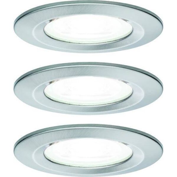 Paulmann Zestaw Oprawa wbudowana Nova stałe LED IP44 3x6,5W 4000K 230V GU10 51mm Żelazo Szczotkowane/ Aluminium 8196977 4000870929797
