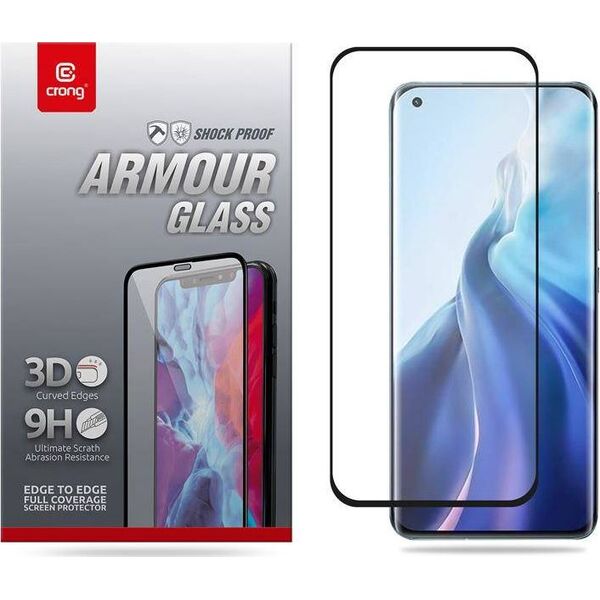 Crong Crong 3D Armour Glass - Szkło hartowane 9H Full Glue na cały ekran Xiaomi Mi 11 + ramka instalacyjna 8236645 5907731987240