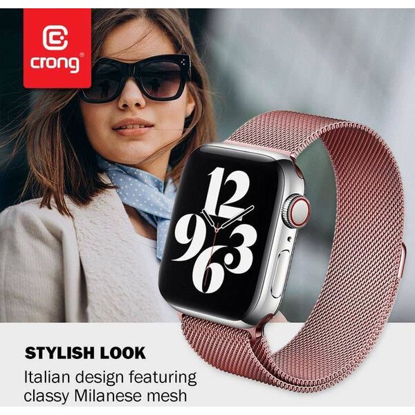 Crong Pasek Milano Steel Apple Watch 38/40 mm różowe złoto 8236708 5907731987394