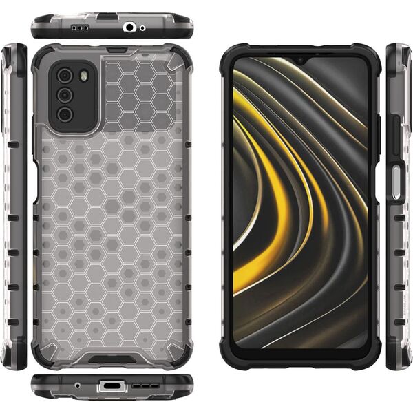 Hurtel Honeycomb etui pancerny pokrowiec z żelową ramką Xiaomi Poco M3 / Xiaomi Redmi 9T przezroczysty 8238709 9111201925717